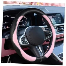 Car Steering Wheel Cover 2025, Universal Auto PU Cute Breathable Slip Pink