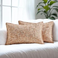 Pack of 2 Lumbar Pillow Covers 12x20 Inch, 20" x 12" Pack of 2 Rust