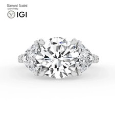 Round Diamond Trilogy Ring 18k White Gold Labgrown 8.35 Ct Solitaire