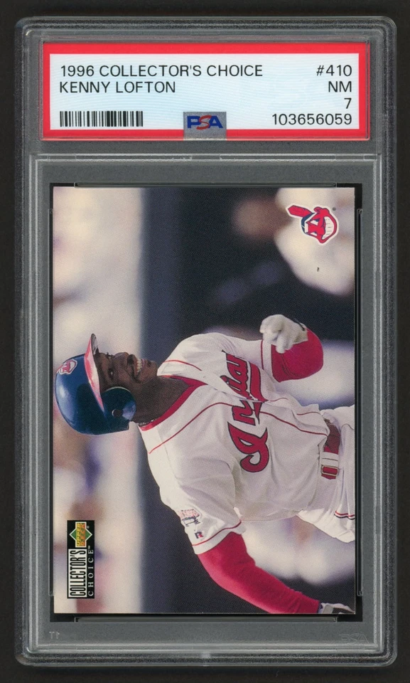 1996 COLLECTOR'S CHOICE KENNY LOFTON #410 CHECKLIST CLEVELAND INDIANS PSA 7 NM - Image 2 of 3