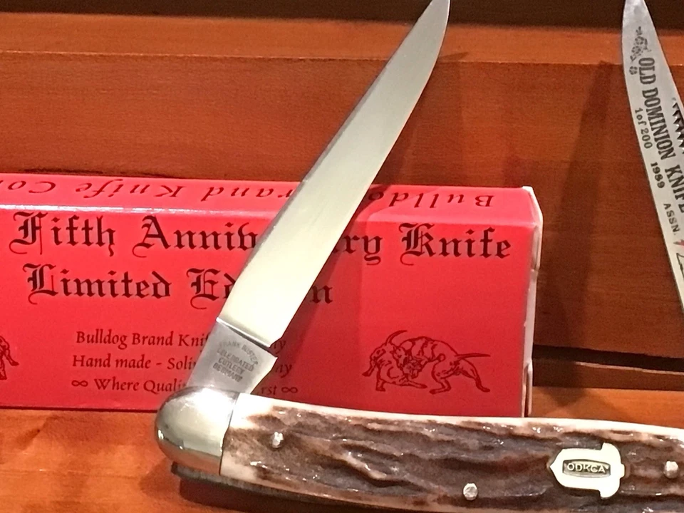 Cuchillo Fight'N Rooster 1989 vintage dos hojas almizclera ciervo escalas Alemania Foto 3 de 4