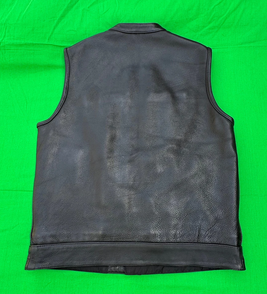 Colete masculino de couro preto First Classics Platinum Label tamanho M. - Imagem 2 de 4
