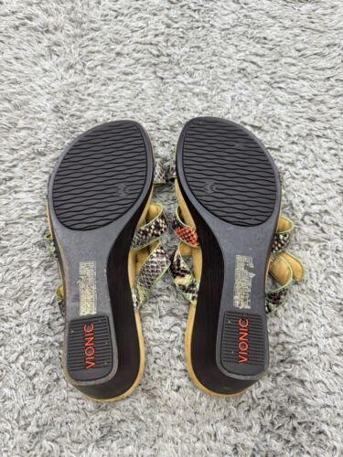 Vionic Sandals Women 7 Radia Snakeskin Strap Animal Print Wedge Comfort Shoes - Picture 3 of 9