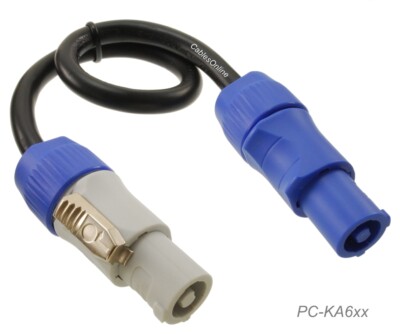 16AWG Stage Lighting Fixture PowerCon Power-Through Jumper (Multi-Length)