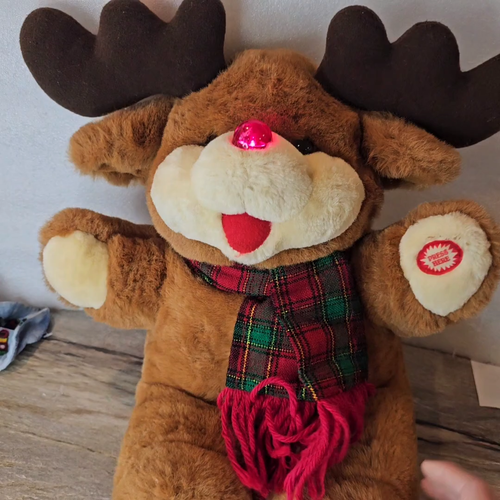 DanDee Tickle Wiggle Christmas Holiday Reindeer Rudolph Plush Laughs WORKS - Video 1 of 1