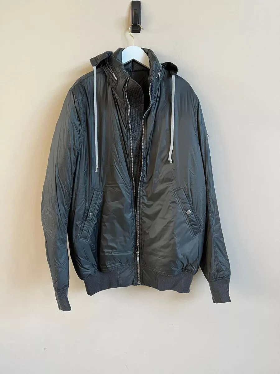 Rick Owens , Down Zipped Hood Bomber Jacket in Dark Dust , BNWT 46