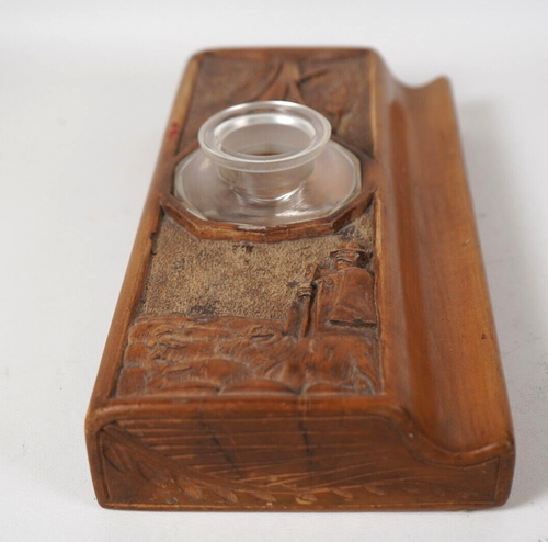 SOIC 19th Century Souvenir Szeghalmi Hungry Wood Carved Inkwell & Blotter #88 - Picture 4 of 14