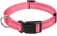 Tagme Kleines Hundehalsband Verstellbar Reflektierendes Nylon Rosa.