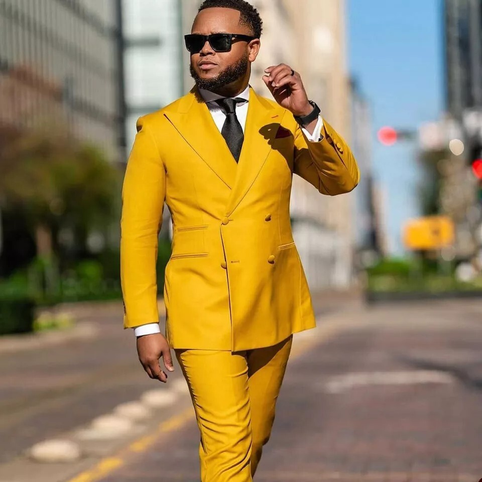 Men Yellow Double Breasted Coat Mustard Double Breasted Overcoat