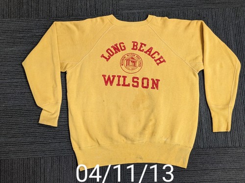 Vintage Flock Print Raglan Sweatshirt Long Beach Wilson