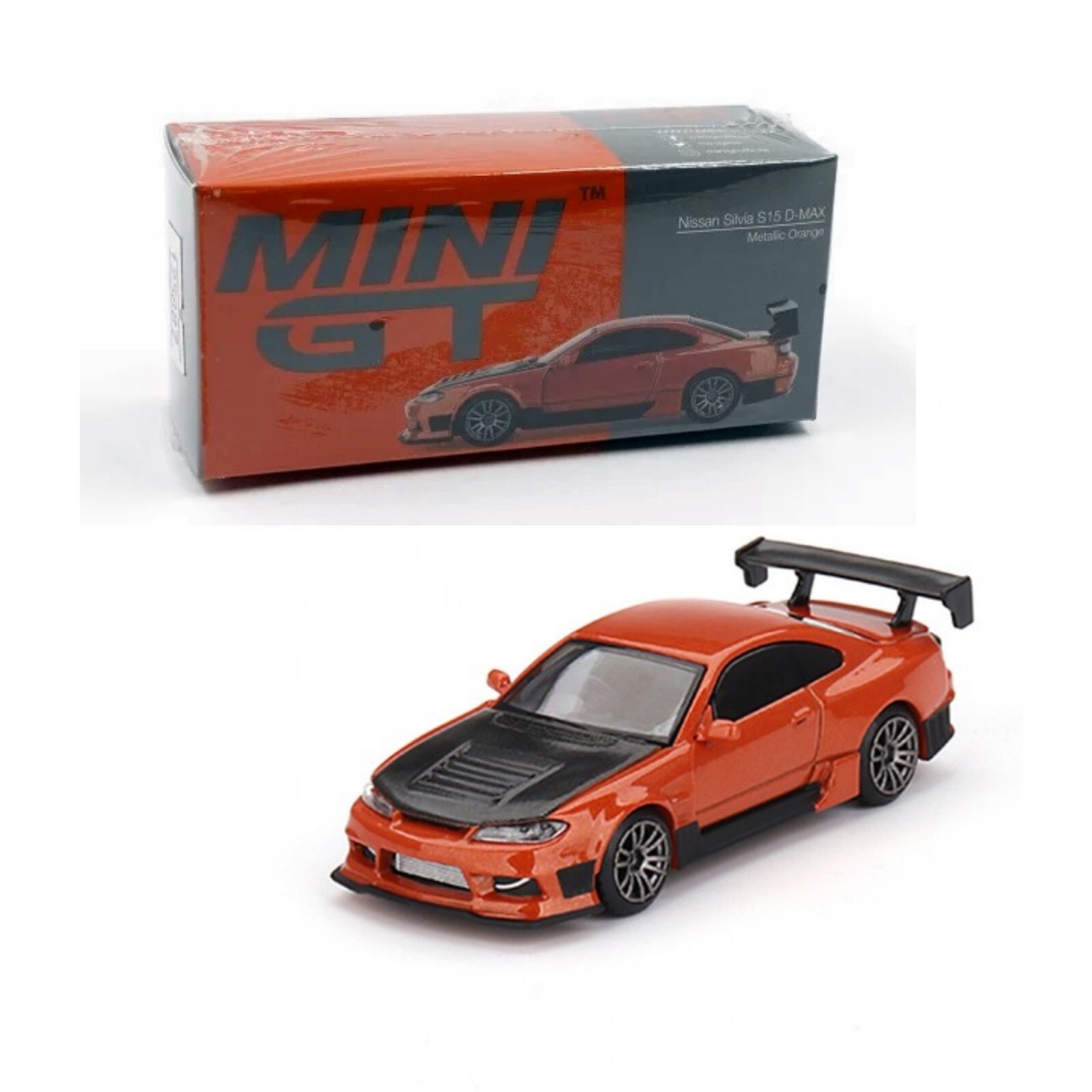 MINI GT 1/64 Nissan Silvia S15 D-MAX Metallic Orange Diecast Car Model #581