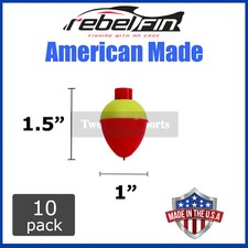 10-PACK - 1" inch Teardrop Orange & Yellow - Fishing BOBBERS Floats - USA Made