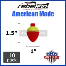 10-PACK - 1" inch Teardrop Orange & Yellow - Fishing BOBBERS Floats - USA Made