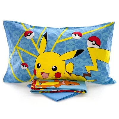 HERMET Lenzuola Pokèmon singolo completo letto Pikachu Squirtle una piazza cotone 100%