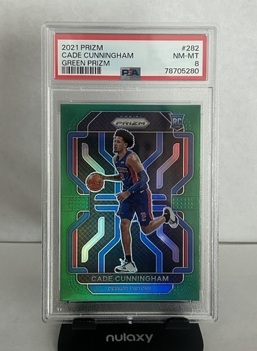 2021 PANINI PRIZM GREEN PRIZM #282 CADE CUNNINGHAM ROOKIE RC PSA 8 - Picture 2 of 4
