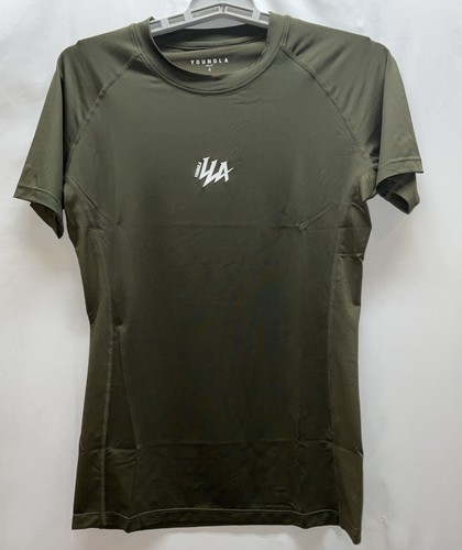 NWT Men YoungLA Short Sleeve Speed Compression Training Shirt Olive Green Small