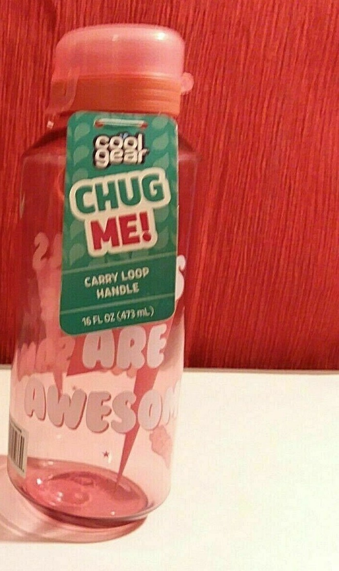 Cool Gear Kids  Chug Me Carry Loop Handle 16oz Water Bottles girls are awesome