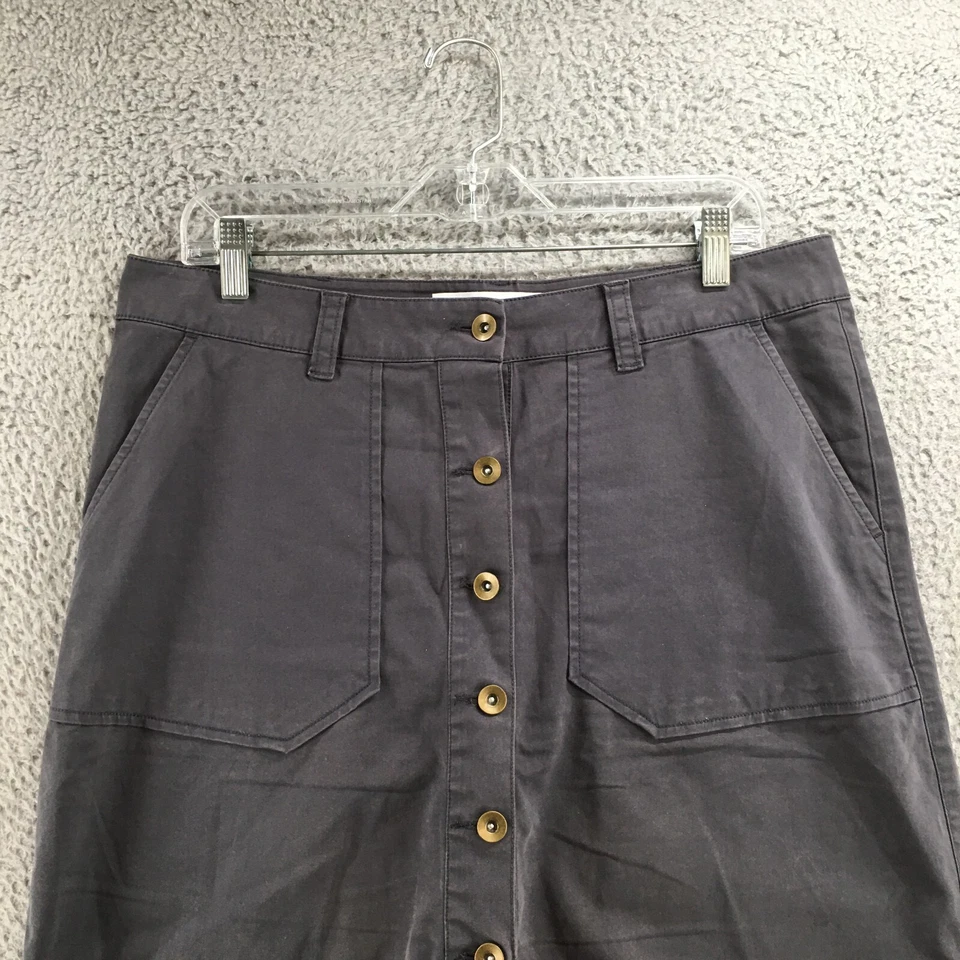 Carve Designs A-Line Mini Skirt Womens 12 Gray Cotton Blend Button Front Casual Foto 2 de 4