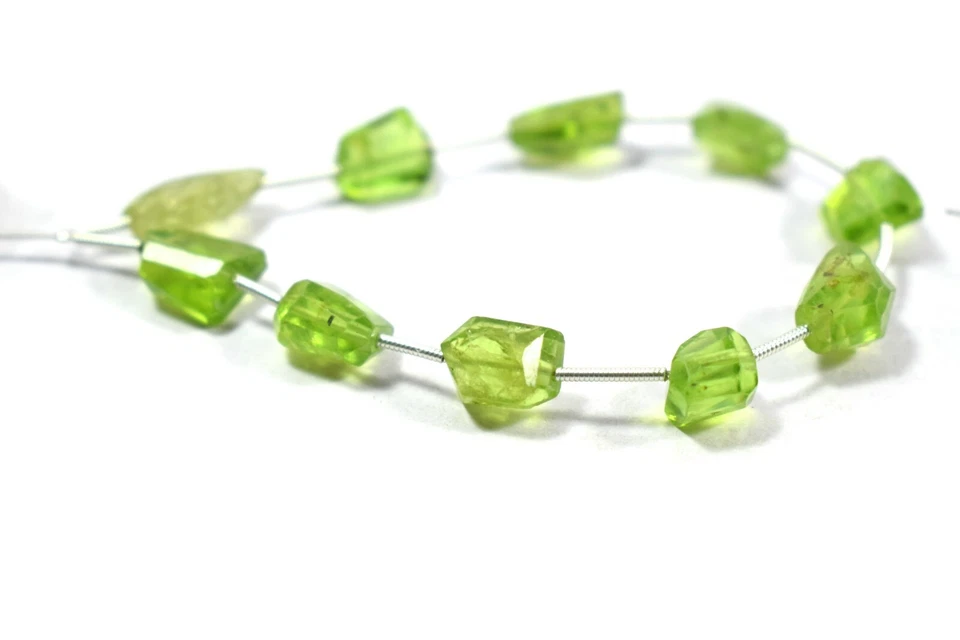 AAA+ Natural Green Peridot Faceted Tumble Nuggets Shape Gemstone Loose Beads - Image 2 of 3