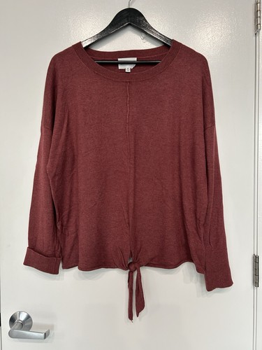 Olive & Oak Light Burgundy Deep Mauve Tie Front Knot Sweater Women XXL