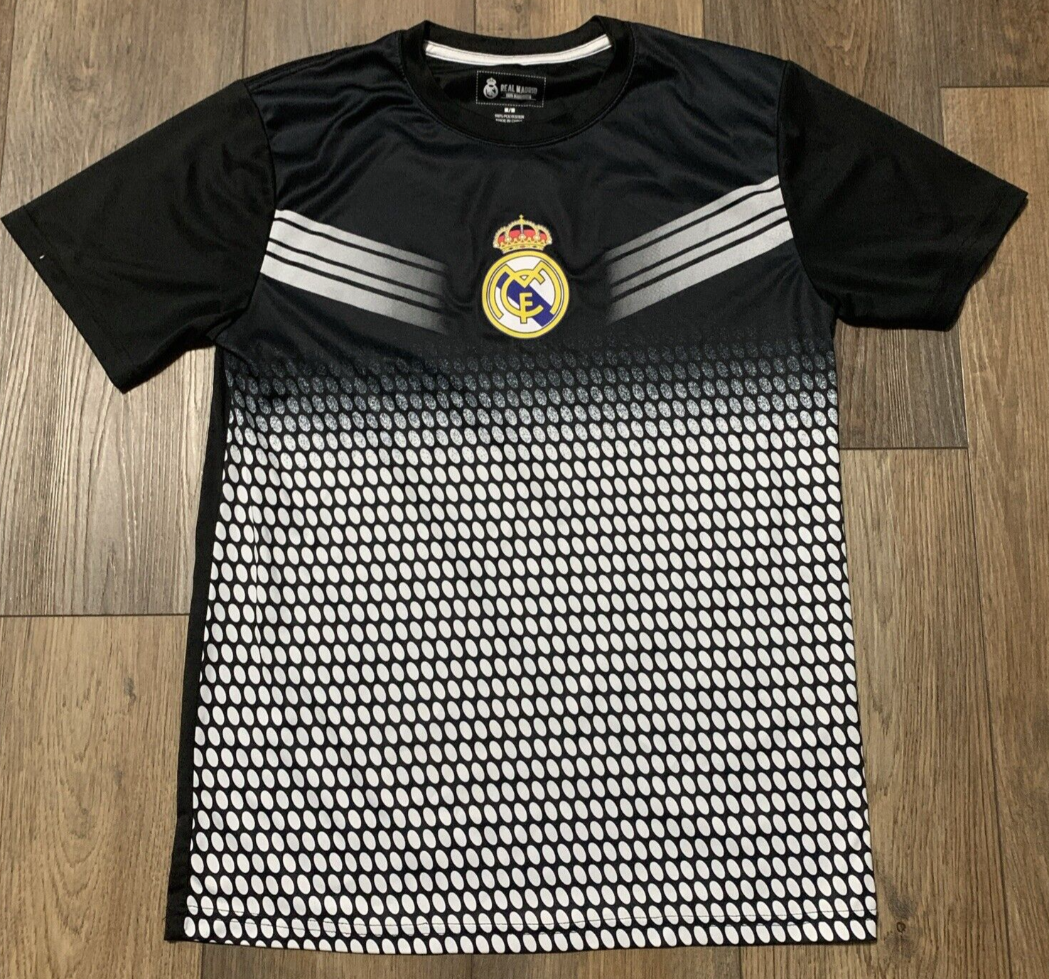 Real Madrid Soccer Jersey Mens M Dri Fit Black/White Licensed