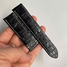 Black 22/20mm 100 REAL Genuine Exotic Leather Watch Strap Band,Handmade