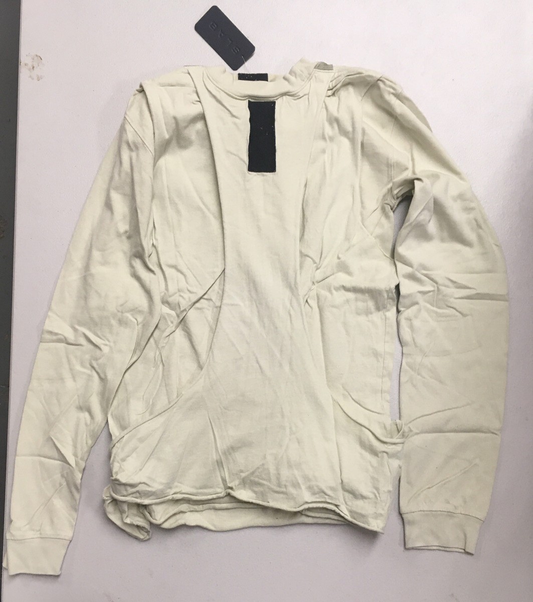 トップス RICK OWENS SLAB FW01 MULTILAYERED SWEAT New Slab By Rick Owens WJE1003 Bone Cream Leather Sweatshirt