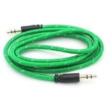 Green Braided Aux Cable Car Stereo Wire Audio Speaker Cord 3.5mm for Smartphones