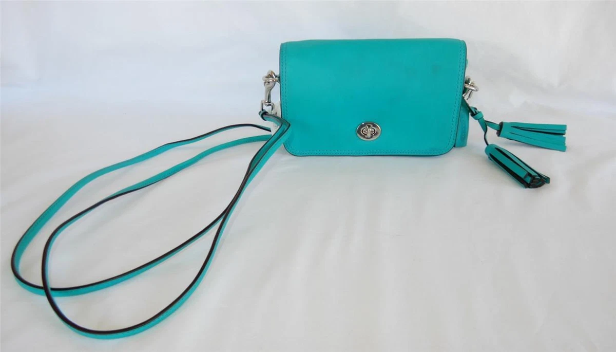 COACH 19914 Legacy Turquoise Leather Penny Shoulder Crossblody Bag Tassel  NWT