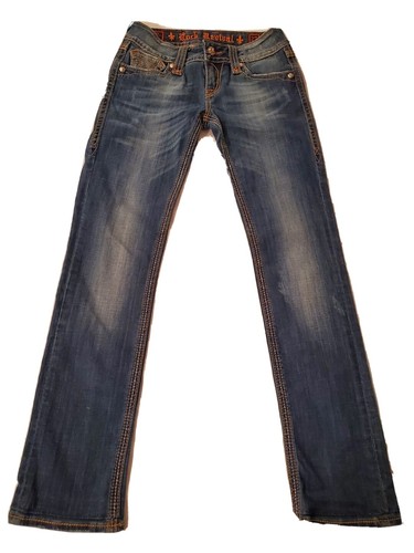 Rock Revival orange Debbie Straight Leg Jeans Größe 27 (4) gesäumt bis 37" Lowrise
