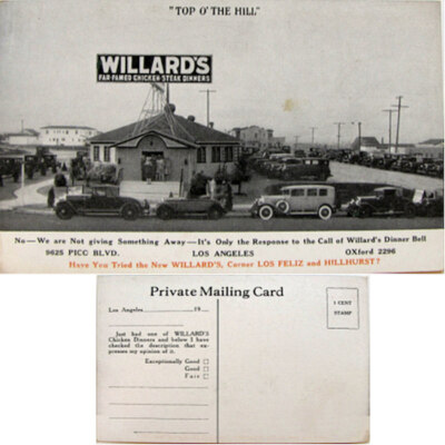 Los Angeles Willards Los Felix Pico bvld Hillhurst c1925 Abendessen Restaurant Autos