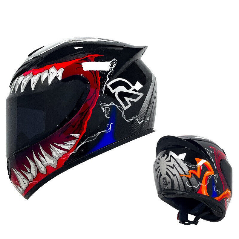 Venom Motorcycle Helmet Full Face with Black Visor Motocross Racing Approved