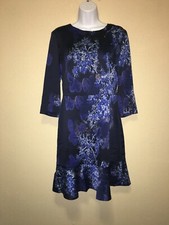 BANANA REPUBLIC Navy Floral Print 3/4 Sleeve Dress SZ 6 NEW