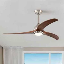 Oaks Aura Elias 52 in. Nickel Ceiling Fan w/ Wood Blades and 6-Speed & Remote