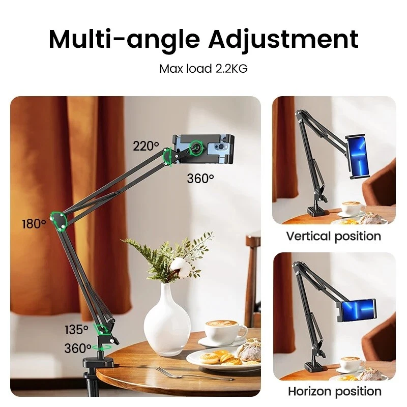 UGREEN Tablet Phone Holder Long Arm Aluminum Adjustable Stand For iPad Samsung - Image 4 of 4