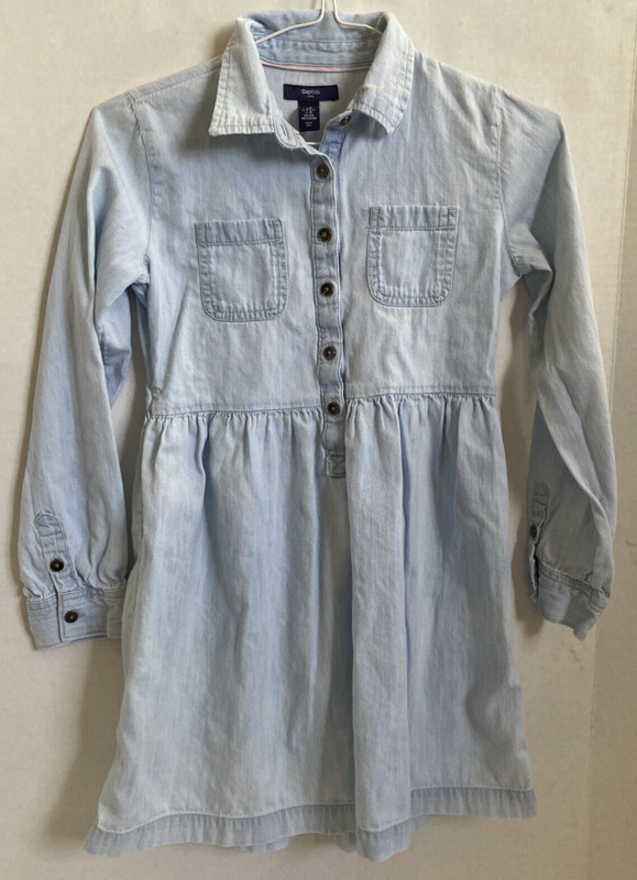 Girl's Gap Kids Light Denim Long Sleeve Dress Size M (8) Light Blue *pre-owned*