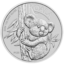 2024 Australia Koala 1 oz Silver BU Series Coin in capsule