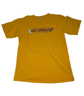 Vtg Las Vegas Nevada Mens Gold T Shirt M 2001 Cards Dice Gambling