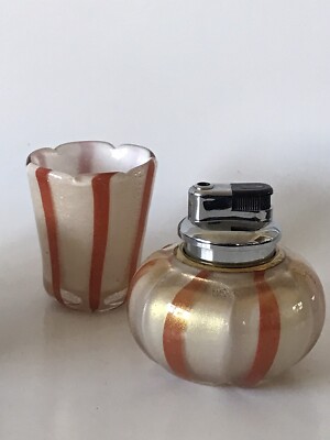 ALFREDO BARBINI ITALIAN MURANO GLASS SMOKING SET MODERN LIGHTER