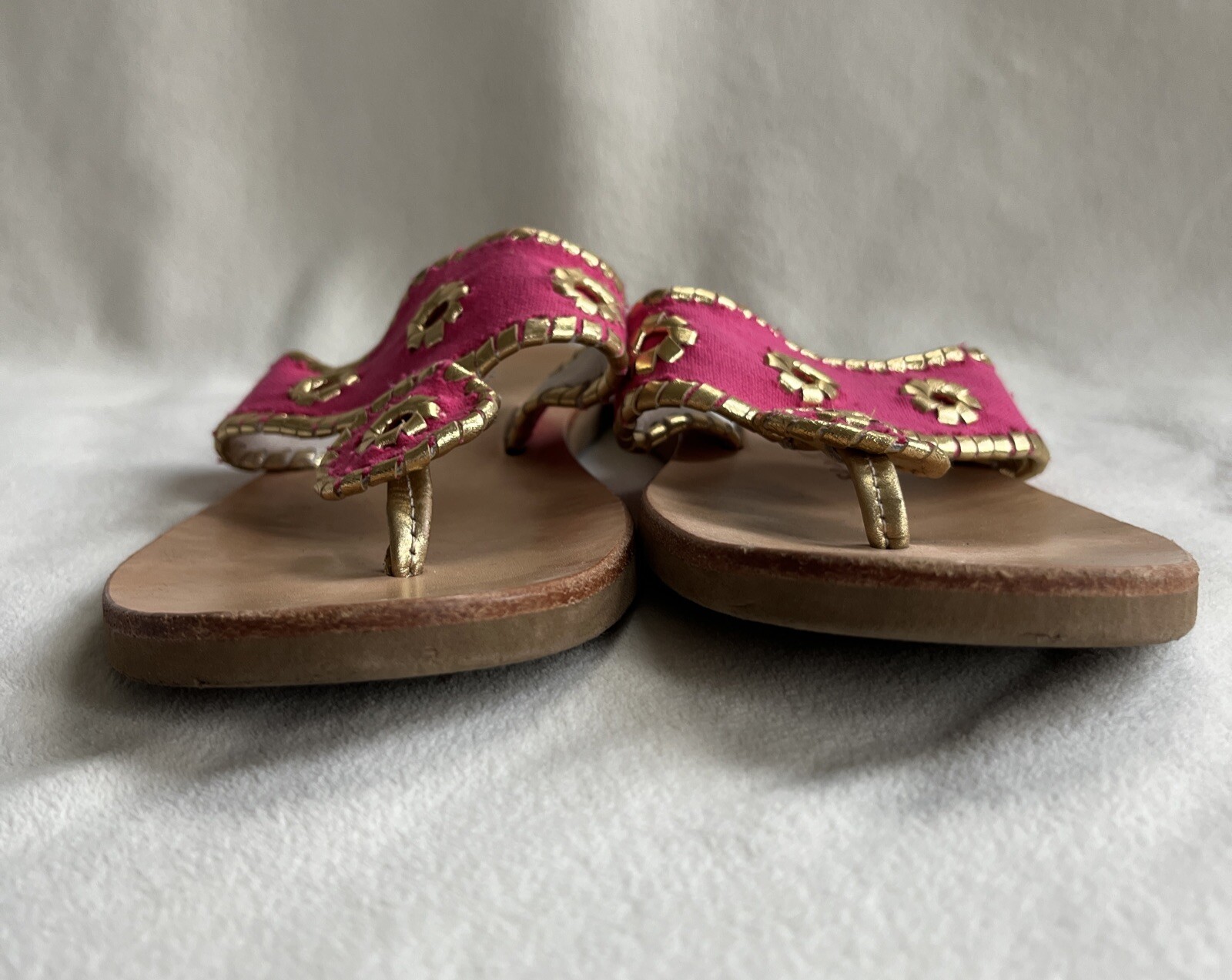 JACK ROGERS Womens Boating Jacks Sandals Flip Flops Pink Gold SIZE 10