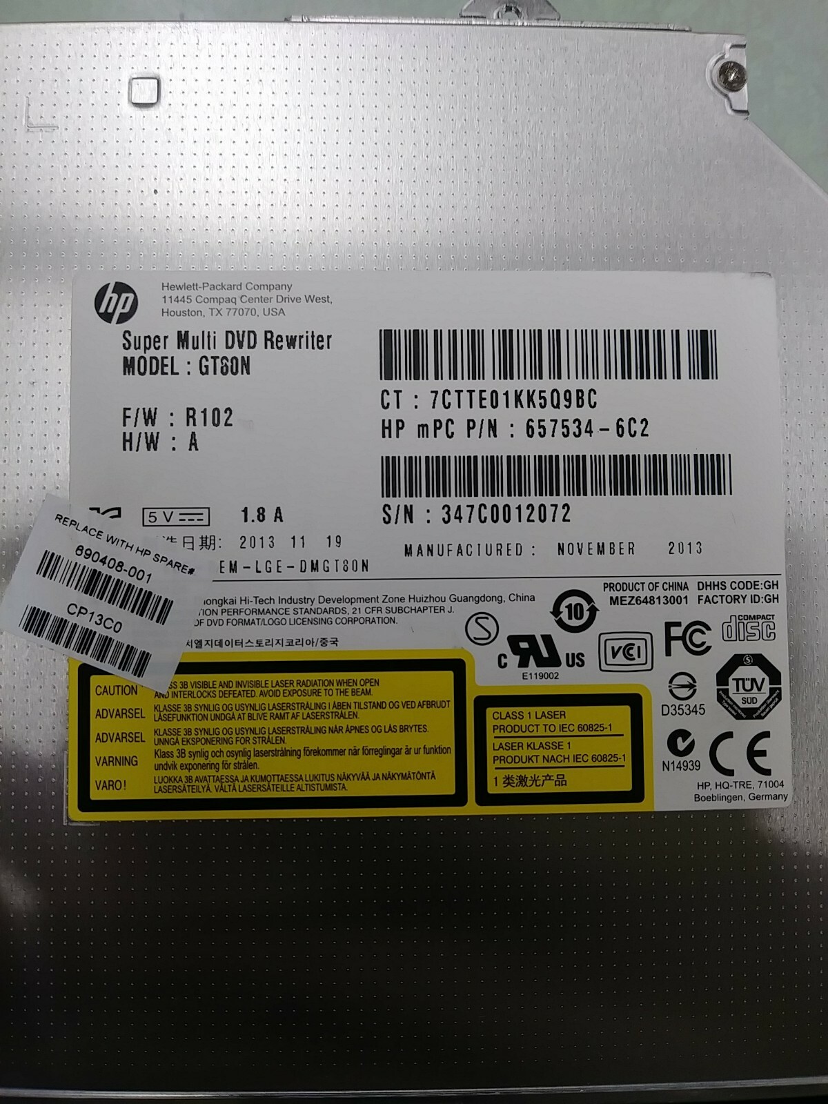 (2) HP Pavilion G6 Super Multi DVD Rewriter GT80N 690408001 6575346C2