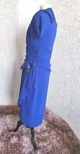 VTG 80s CASADEI ELECTRA BLUE Cocktail Formal Dress Size 12 Made In USA - Picture 11 of 21