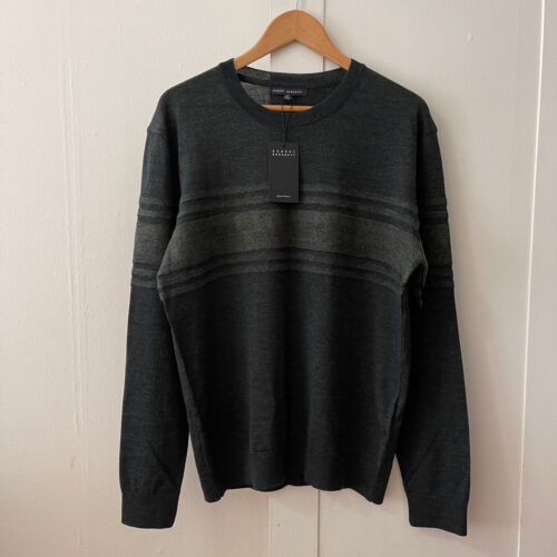 Robert Barakett Men's Swanson Engineered Stripe Wool Sweater SZ XL Pullover $175