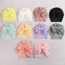 Big Bows Baby Bonnet Cap Solid Color Summer Mesh Newborn Girl Boy Hat Soft Breat
