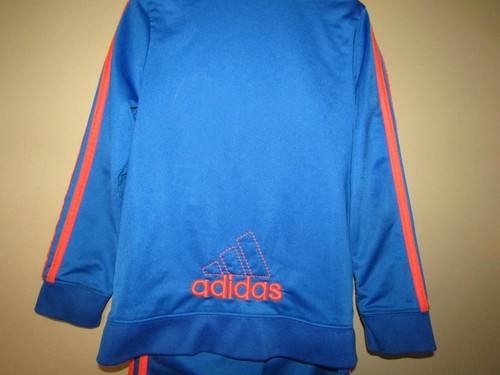 Conjunto de chaqueta y pantalón deportivo ADIDAS para niños talla 6 con cremallera AZUL BRILLANTE Y NARANJA ribete - Imagen 5 de 10