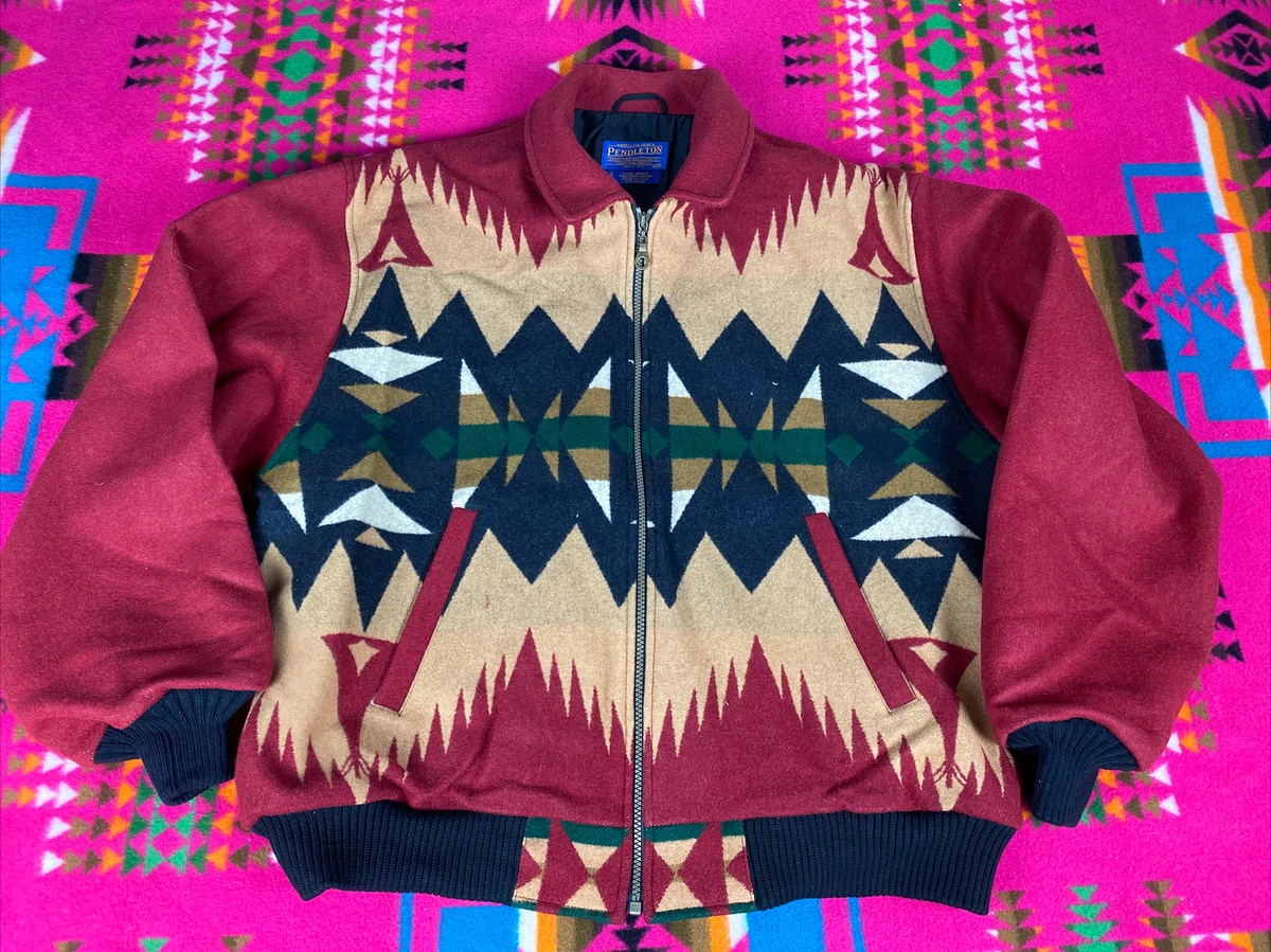 Pendleton Wool Southwestern Native Bomber Jacket Mens Sz 2XL XXL Coat Tribal