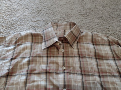 Burberry Men Size XL Dress Shirt Button Down Check Plaid 100% Linen - Picture 4 of 7
