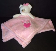 Baby Gear Pink white Hugs Heart teddy bear Baby security blanket bow baby gear