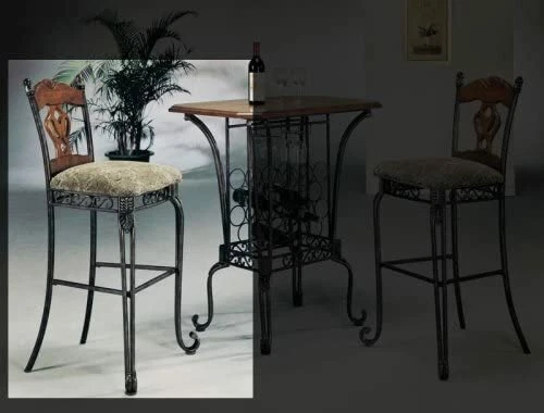 Set of 2 Tuscan Style Metal Wood Bar Stools eBay