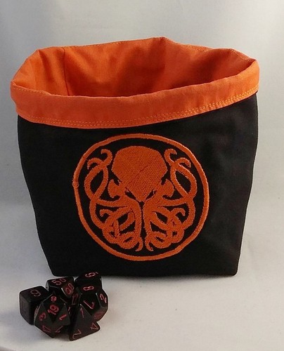 Dice Bag, Orange Cthulhu Drawstring Bag for Arkham Horror, Board Games, D&D Game - Picture 3 of 7